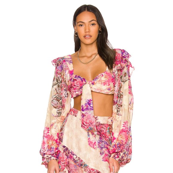 Hemant & Nandita - Leah Romantic Floral Boho Festival Crop Top - Picture 4 of 14